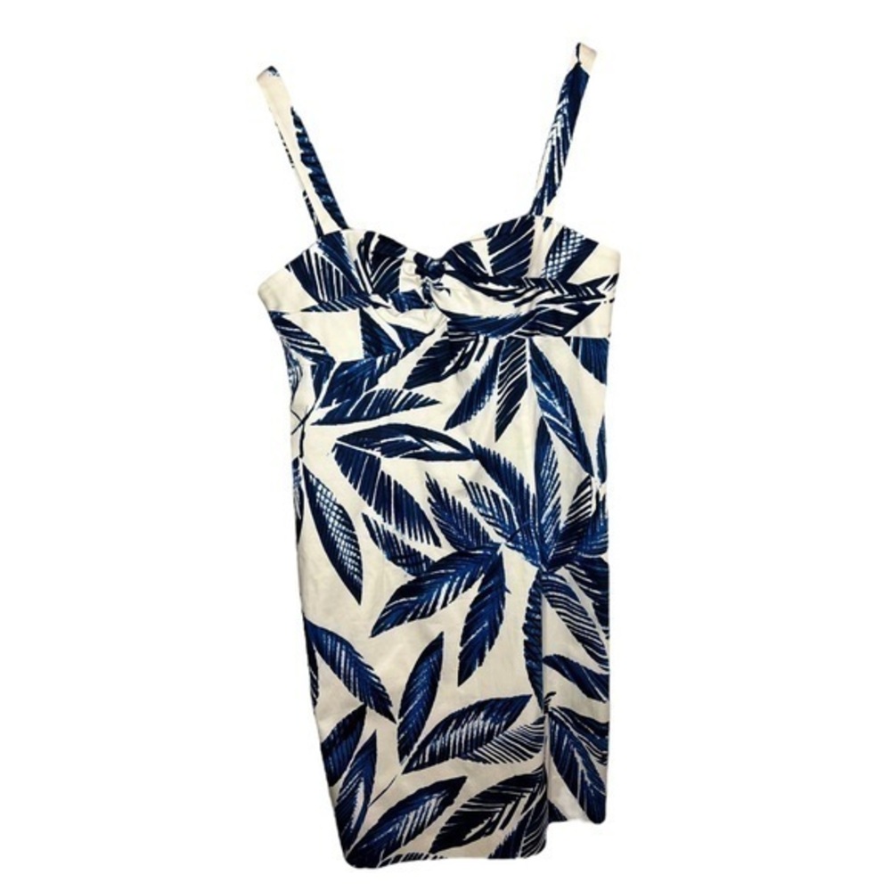 Jones New York Blue and White Leaf Print Dress